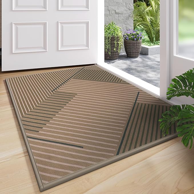 Front Door Mat 31''x47'', Non Slip Absorbent Dirt Resist Washable Low-Profile by QiCaiJia