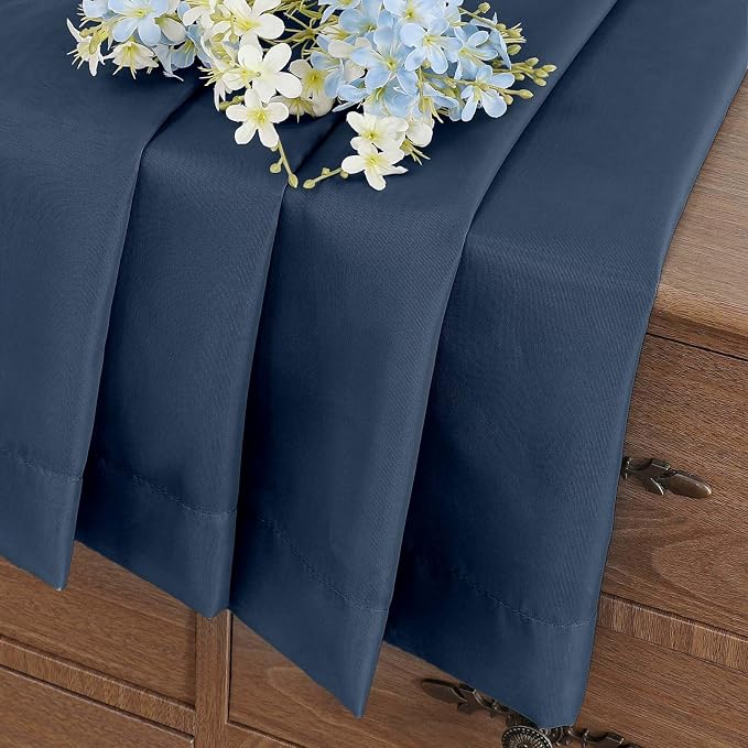 Navy Blue Sheer Curtains Tier 30 Inches Length 2 Panels, Light Filtering - Image 6