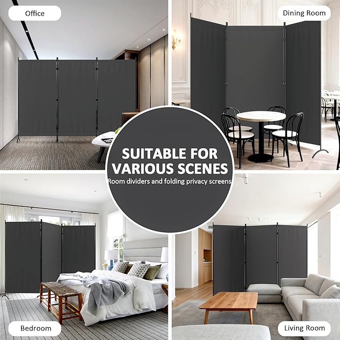 3 Panel Room Divider 6 Ft Folding Screen Room Dividers - Image 5