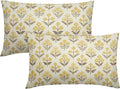 Brown Yellow Floral Pillow Covers 12x20 Inch Set of 2, Block Print Lumbar by Sivirary