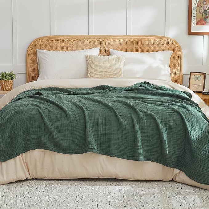 EMME Cotton Muslin King Blanket Big Oversized Bed Layering Bedspread Coverlet by EMME