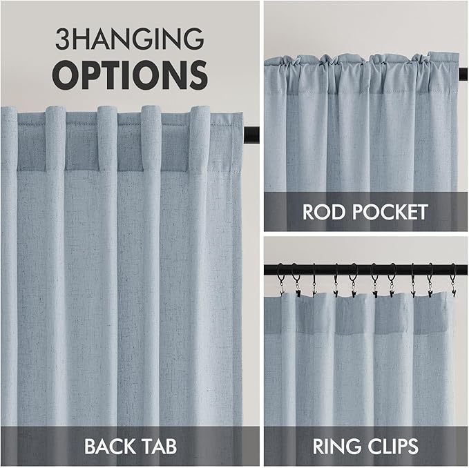 MIULEE Non-See-Through Privacy Linen Curtains 2 Panels, Chambray Blue Light - Image 6