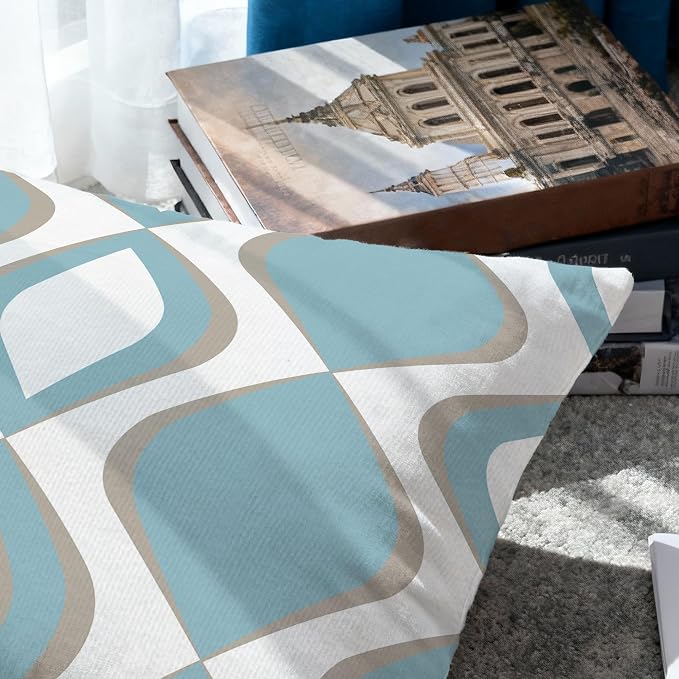 Hexagram Blue Geometric Pillow Covers 20x20 Set of 4, Decorative Outdoor Modern - Image 4