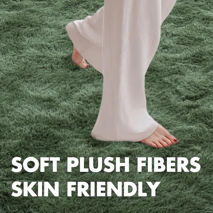 4x6 Ft Shag Green Area Rug for Bedroom Living Room, Ultra Soft Fluffy Furry - Image 5