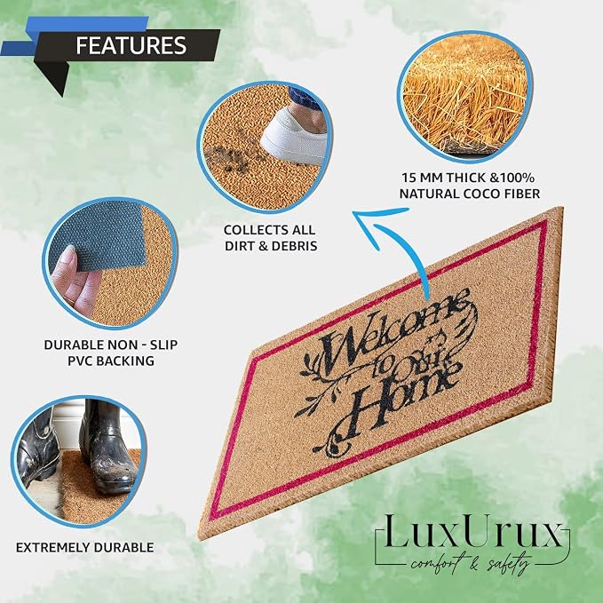 LuxUrux Welcome Mat Outdoor Coco Coir Doormat, - Image 5