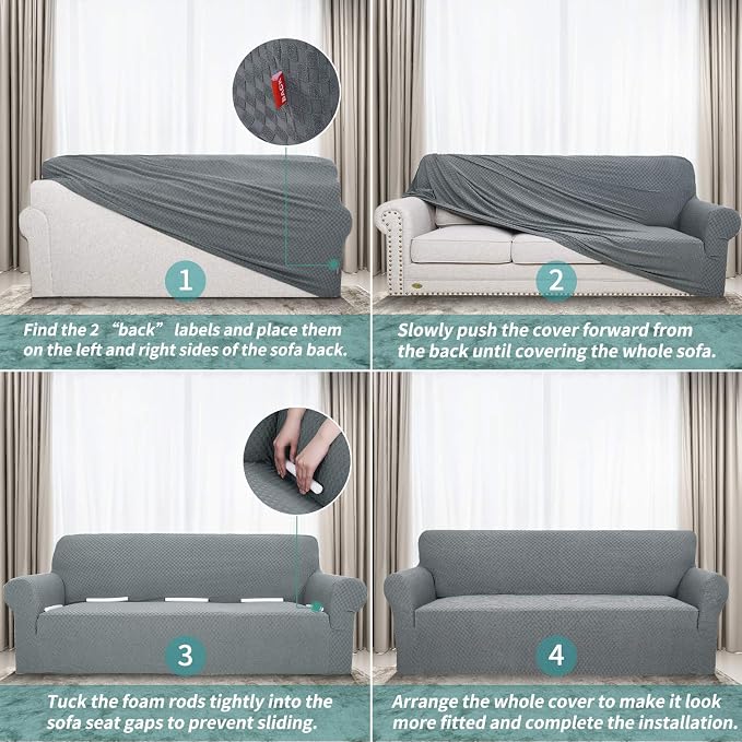 YEMYHOM Couch Cover Latest Jacquard Design High Stretch Sofa Chair Covers - Image 6