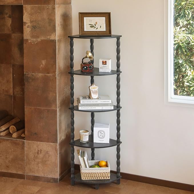 MaxSmeo Corner Shelf, 5-Tier Corner Bookshelf, Stylish Corner Storage Display - Image 7