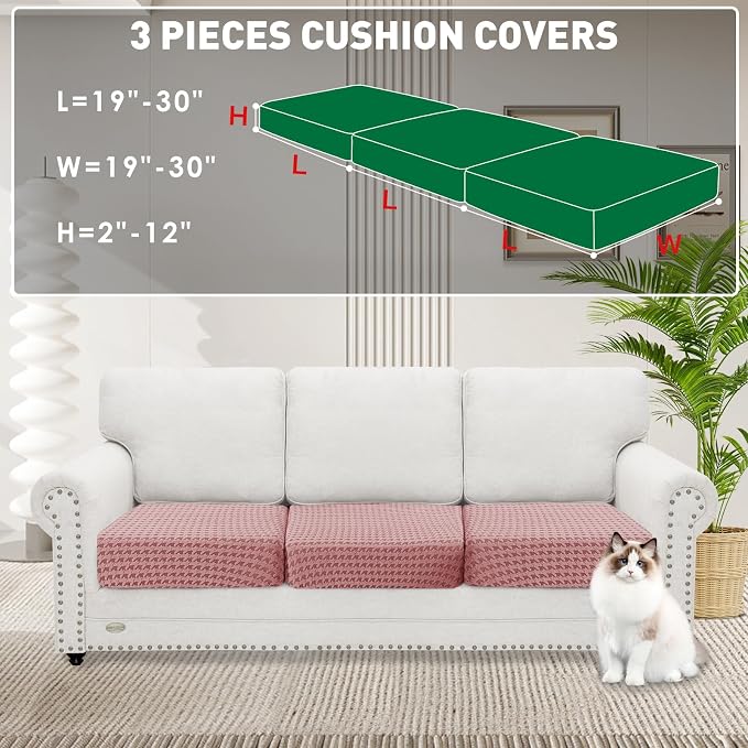 MAXIJIN Couch Cushion Covers for Sectional Sofa, Stretch Sofa Cushion Cover - Image 2