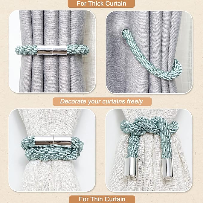 NICEEC 2 Pack Strong Magnetic Curtain Tiebacks Modern Simple Style Drape Tie - Image 6