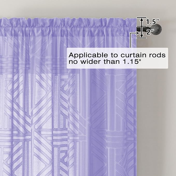 Simplebrand Lavender Sheer Curtains 72 Inch Length 2 Panels - Image 4