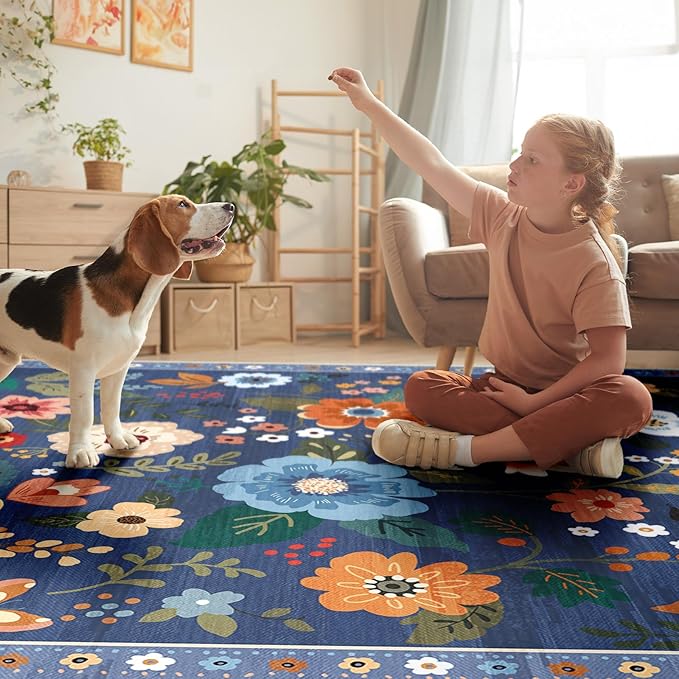 RELEANY Floral Nursery 2x6 Area Rugs Washable Print Boho Cute Carpet Non Slip - Image 8