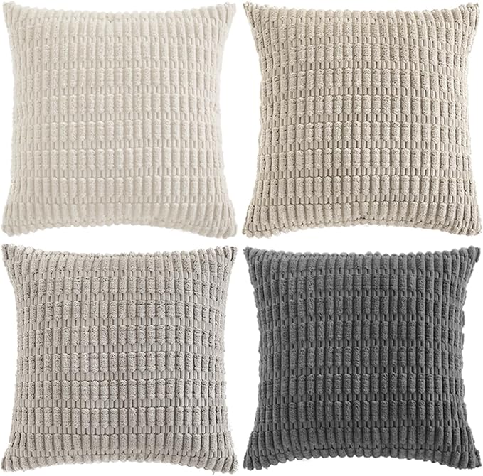 Fancy Homi Set of 4 Grey and White Boho Decorative Throw Pillow Covers 24x24 - Image 9