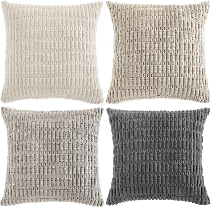 Fancy Homi Set of 4 Grey and White Decorative Throw Pillow Covers 12x12 Inch - Image 9