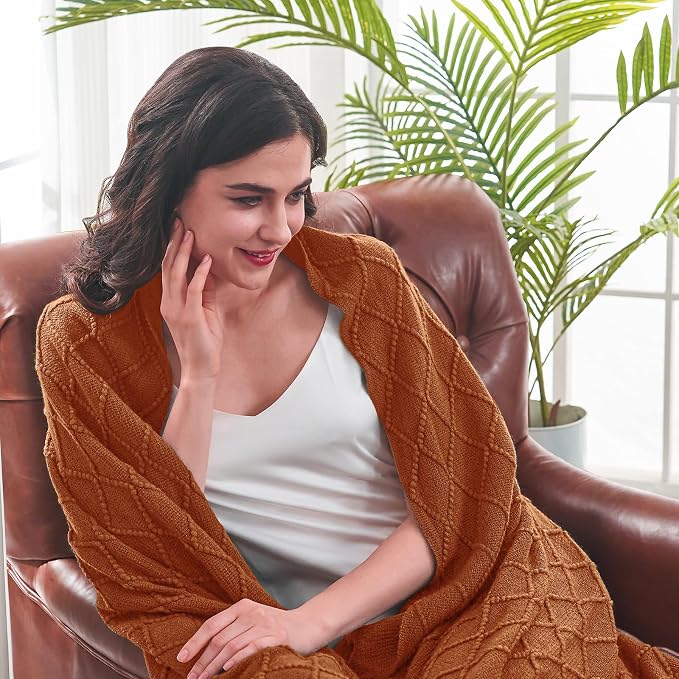 inhand Knitted Throw Blankets for Couch and Bed, Soft Cozy Knit Blanket - Image 2