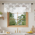Rinwoc White Lace Semi-Sheer Valance Cafe Curtains – Vintage Floral Lace Tier by Rinwoc