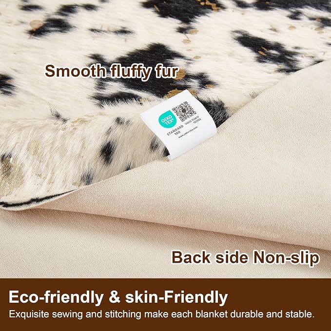 JONIYEAR Large Durable Faux Cowhide Area Rug 4.9 x 6.56 Feet, Premium Cow Print - Image 2