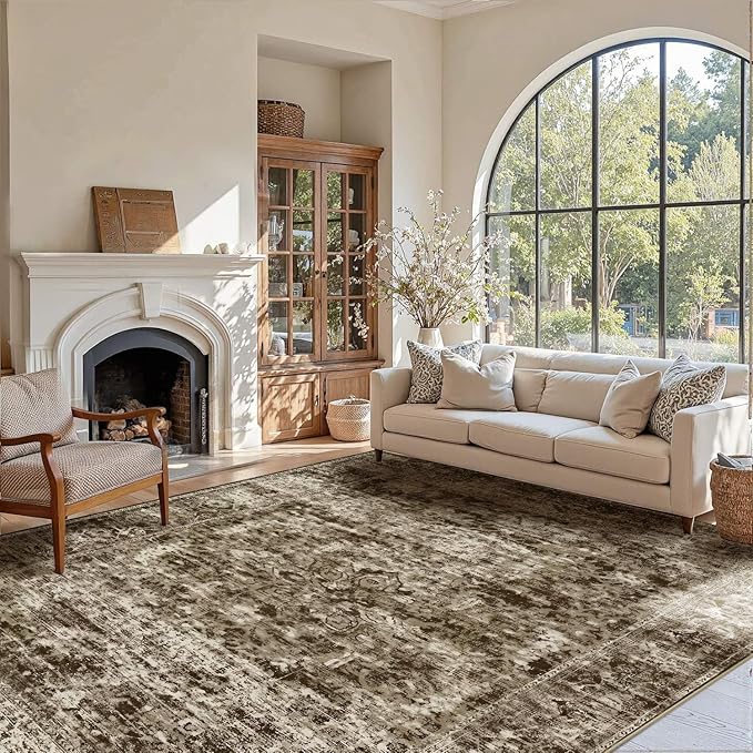 4x6 Area Rugs for Living Room, Small Washable Non Slip Entry Rug, Vintage Boho by OHWPEAT