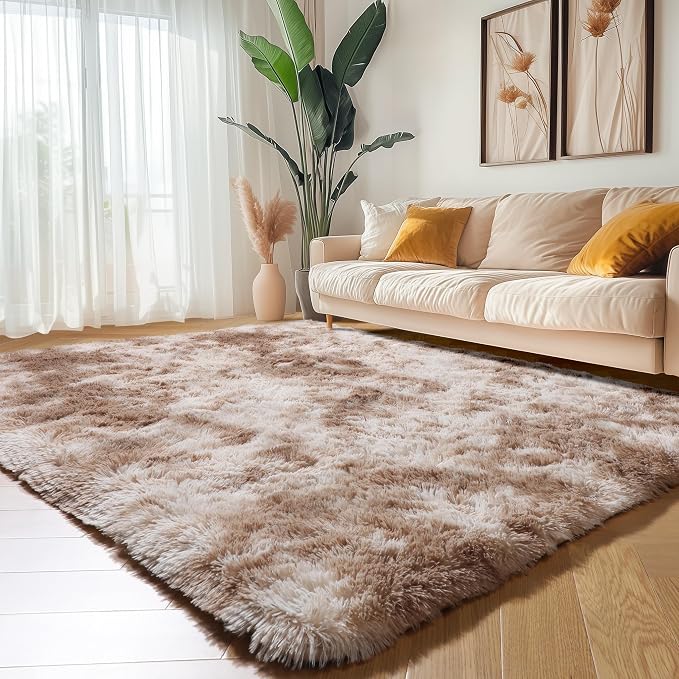 Amdrebio Tie-Dyed Beige Tan Rugs by Amdrebio