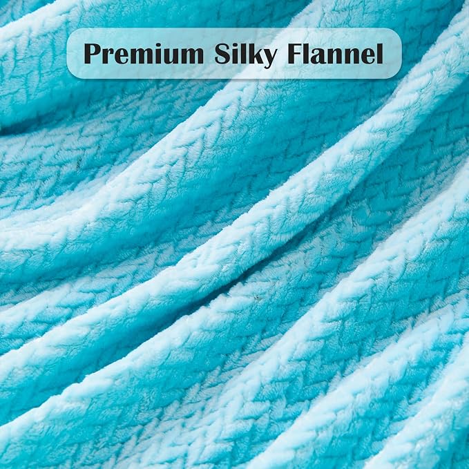 NEWCOSPLAY Super Soft Queen Blanket Turquoise Premium Silky Flannel Fleece - Image 5