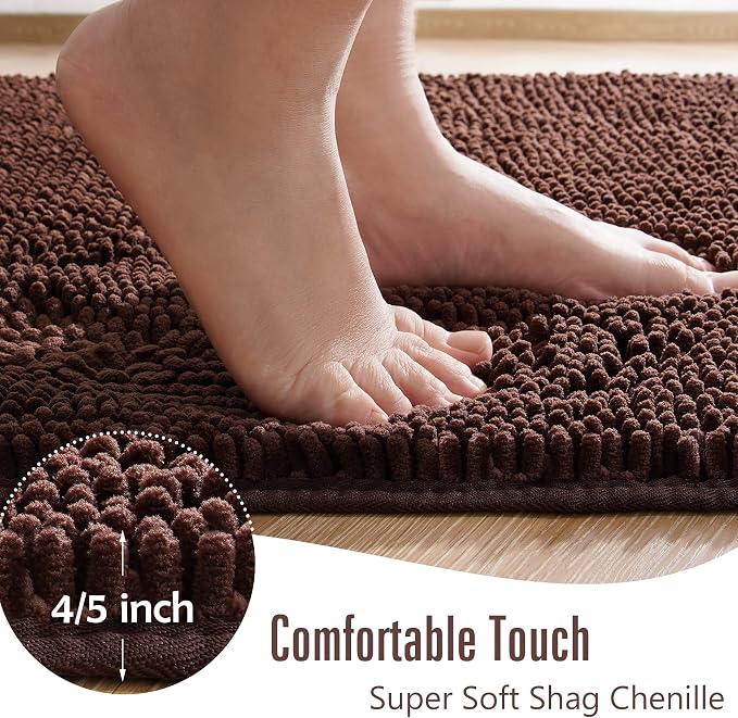 LOCHAS Luxury Bathroom Rug Shaggy Bath Mat 24 x 60 Inch, Washable Non Slip Bath - Image 3
