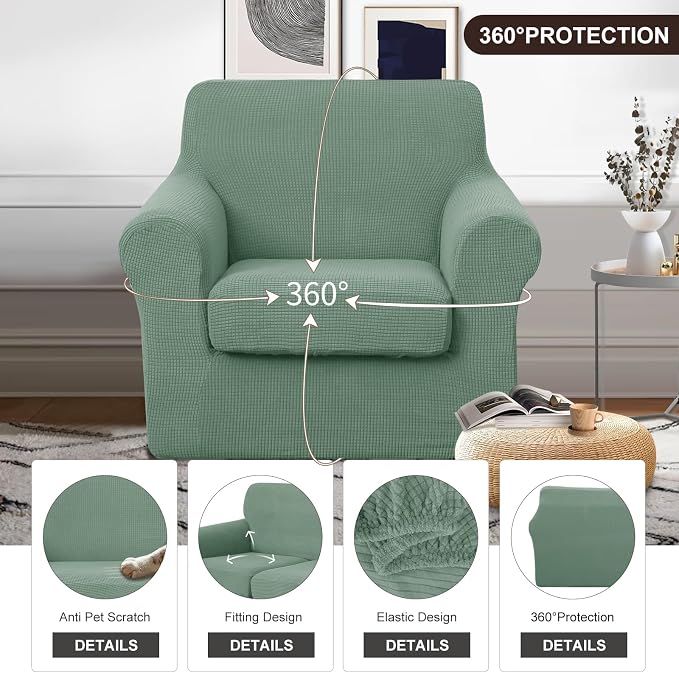 U-NICE HOME 2 Pieces Chair Covers Stretch Couch Cover Sofa Cover Washable Chair - Image 4
