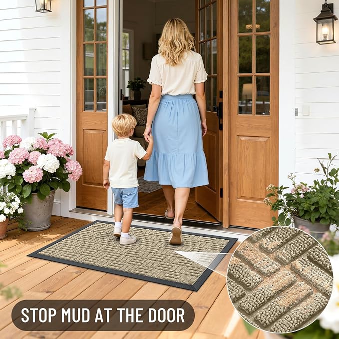 OLANLY Front Door Mat Outside Entrance 47x32, Heavy Duty Sturdy Natural Rubber - Image 7