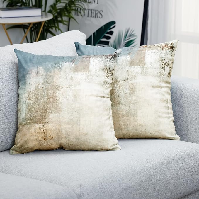 Grey and Beige Abstract Art Contemporary Pillow Cover, Modern Neutral - Image 4