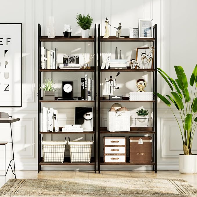 NUMENN Bookshelf, 5 Tier Bookshelves, Home Office Bookcase Shelf Storage - Image 4