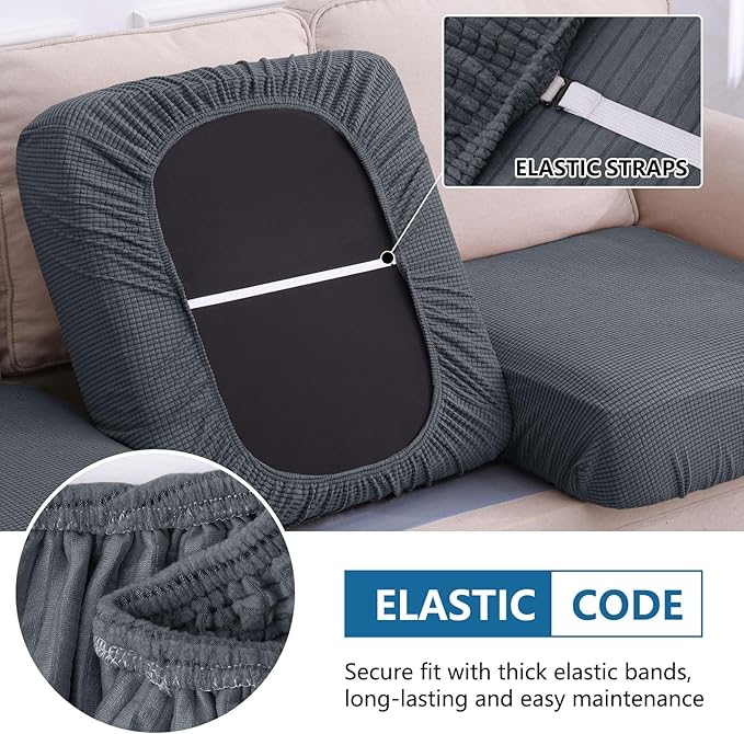 hyha Waterproof Sectional Couch Covers, Non Slip Sofa Couch Cushion Covers L - Image 4