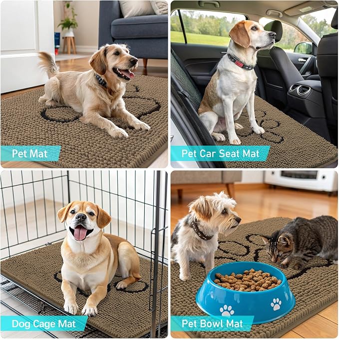 OLANLY Dog Door Mat for Muddy Paws 47x24, Paw Print Design, Absorbs Moisture - Image 7