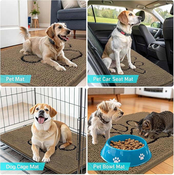 OLANLY Dog Door Mat for Muddy Paws 70x24, Paw Print Design, Absorbs Moisture - Image 7