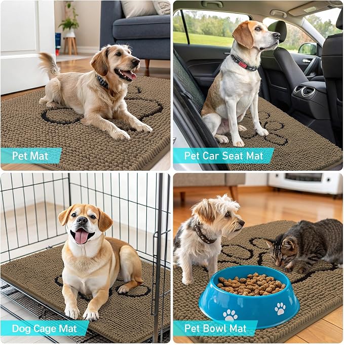 OLANLY Dog Door Mat for Muddy Paws 24x16, Paw Print Design, Absorbs Moisture - Image 7