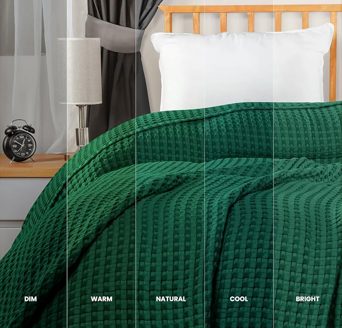 Utopia Bedding Forest Green 100% Cotton Waffle Blanket 300 GSM Soft Lightweight - Image 5