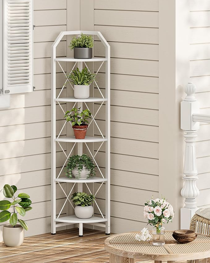 CHOEZON 5-Tier Corner Shelf, Industrial Corner Bookshelf, 59.4" Corner Storage - Image 5