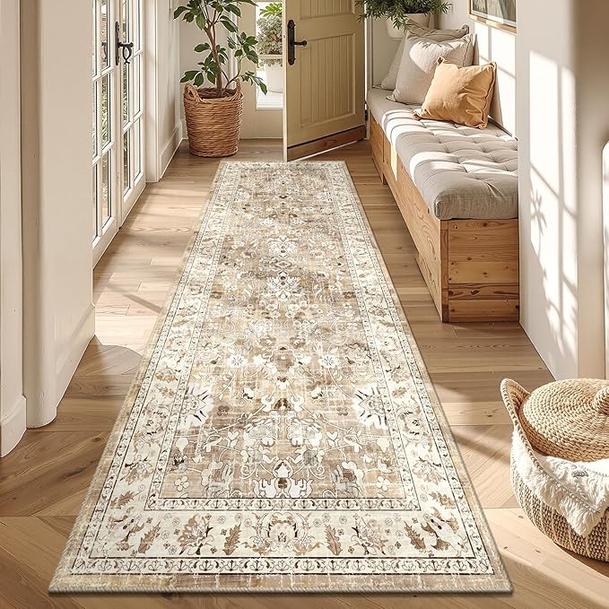 LOKHOM Washable Runner Rug, 3x8 Non-Slip Vintage Hallway Runner Rug by LOKHOM