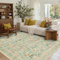 Rugxara Floral 5x7 Washable Area Rug, Vintage Boho, Non Slip Low Pile Wool by Rugxara