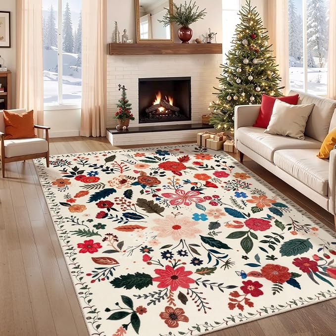 Tangsoo 5x7 Area Rug for Living Room Bedroom, Non Slip Machine Washable Boho - Image 2