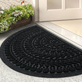RORA Half Circle Door Mat Front Door Mat Outside Entrance Black Welcome Mats by RORA