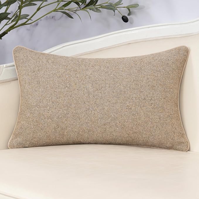 Yangest Neutral Floral Pillow Cover 12 x 20 Inches, Vintage Chenille Rectangle - Image 2
