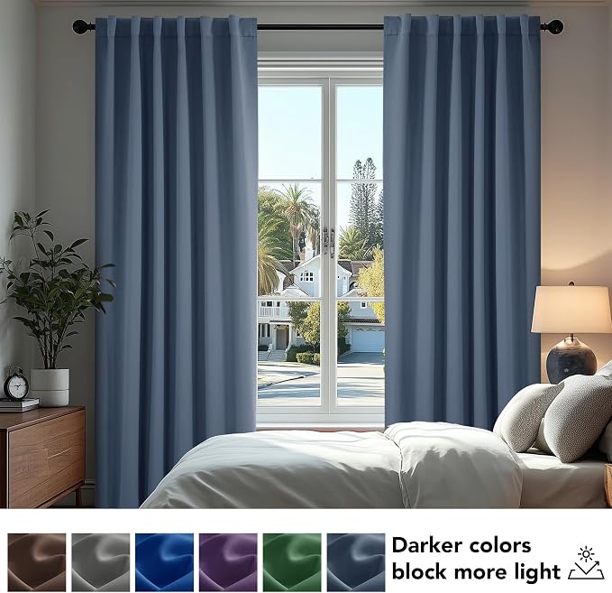 Deconovo Blackout Curtains, Thermal Insulated, W70 x L108 2 Panels, Back Tab - Image 4