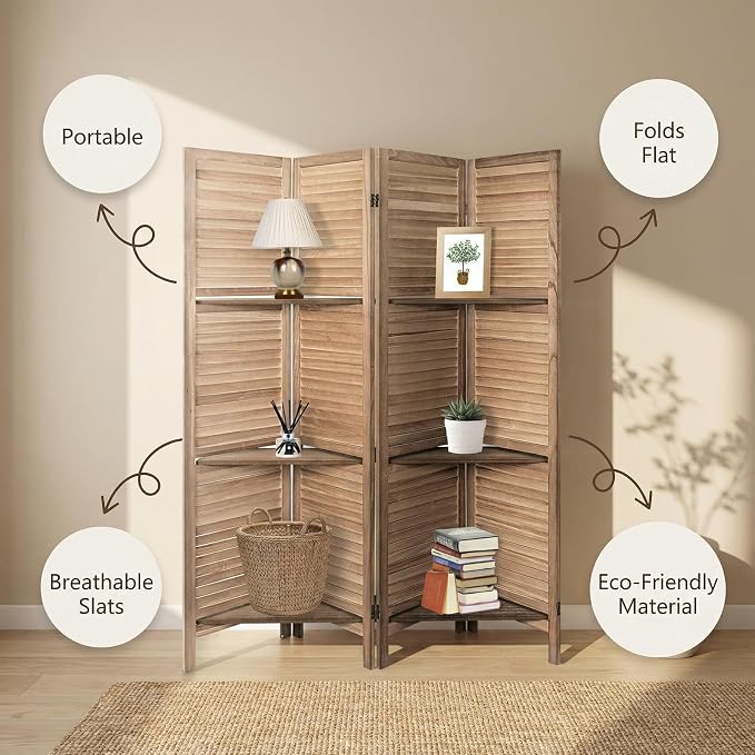 Bluecat 4 Panel Folding Room Divider - Image 4