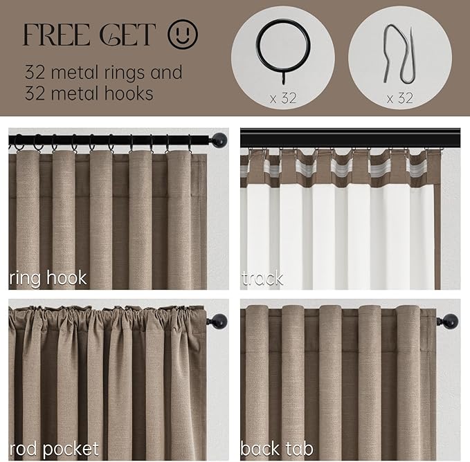 Topfinel 90 inch Long Linen Blackout Curtains 2 Panels - Image 6