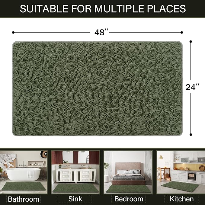 LOCHAS Luxury Bathroom Rug Shaggy Bath Mat 24 x 48 Inch, Washable Non Slip Bath - Image 3