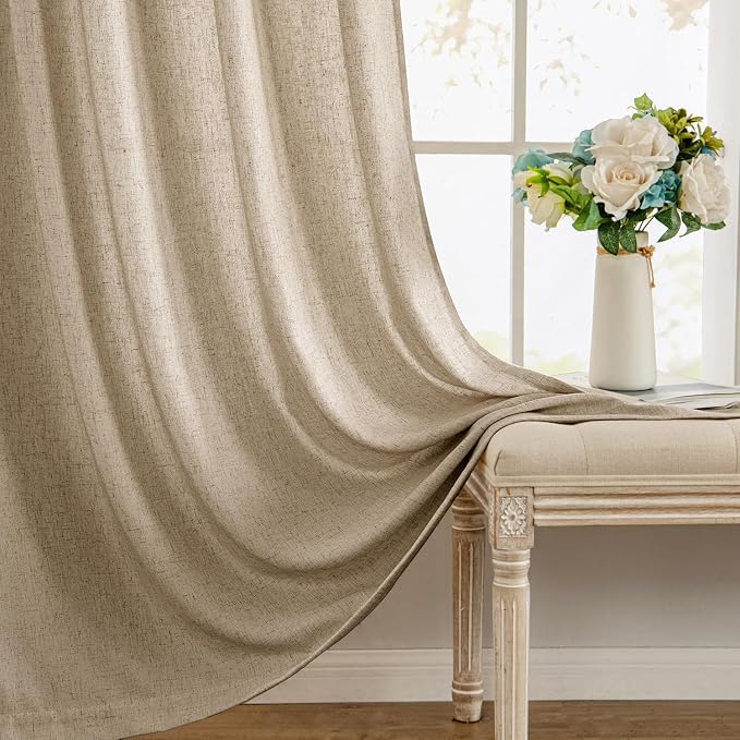 MIULEE Non-See-Through Privacy Linen Curtains 2 Panels, Light Filtering Window - Image 9