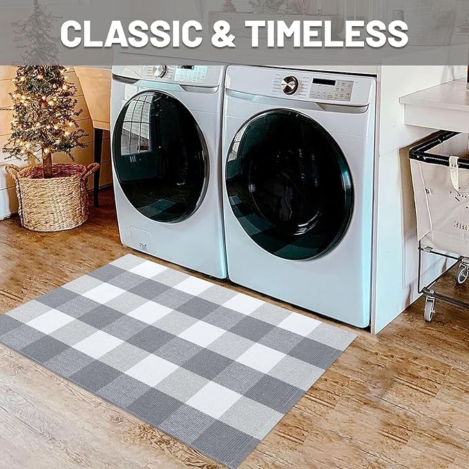 IOHOUZE Buffalo Plaid Checkered Rug 2x3 Ft Front Door Mats, Washable Area Rugs - Image 4