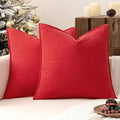 MIULEE Decorative Linen Pillow Covers 20x20 Inch Red ​Boho Farmhouse​ ​Neutral by MIULEE