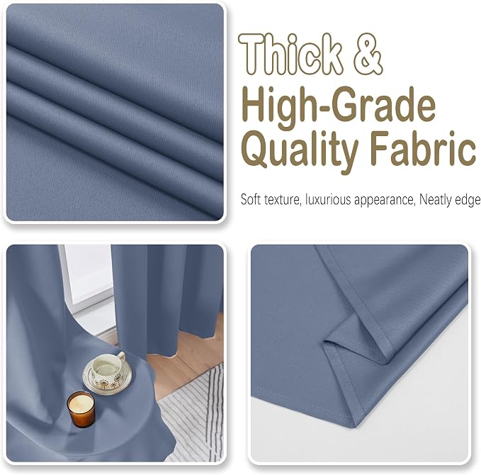 OVZME Denim Blue Short Blackout Curtains - Image 8