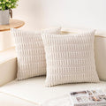 Pack of 2 Corduroy Decorative Throw Pillow Covers 24x24 InchSoft Striped Pillow by Unknown