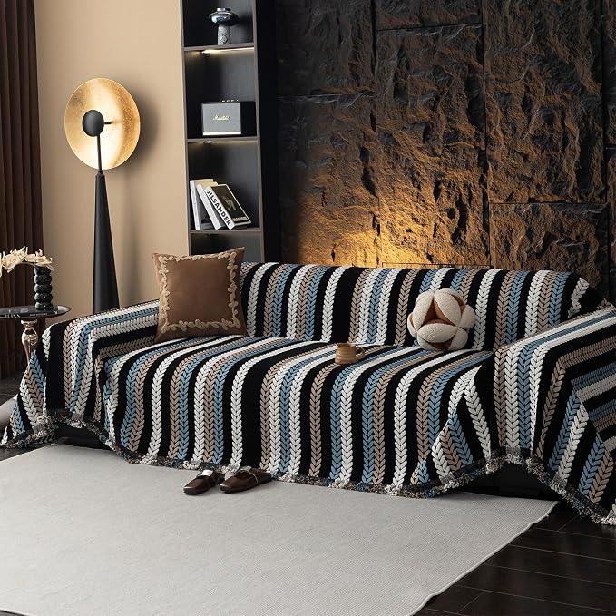 VClife Couch Cover for Sofa, Chenille Sofa Cover for Dog Modern Stripe Couch by VCLIFE