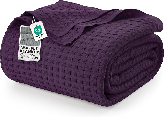 Utopia Bedding Plum 100% Cotton Waffle Blanket 300 GSM Soft Lightweight by UTOPIABEDDING